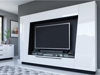 Kauf-Unique TV-Möbel TV-Wand mit Stauraum & LED-Beleuchtung CHACE - MDF lackiert - Weiß