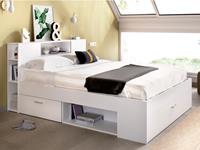 Kauf-unique Bett mit Stauraum & Schubladen - 140 x 190 cm - Weiß - LEANDRE
