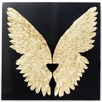 Kare Design Wings Gold Black Wanddecoratie - B120 X D8 X H120 Cm - Goudkleurig Met Zwarte Lijst