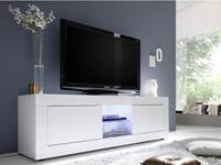Kauf-Unique TV-Möbel mit LED-Beleuchtung COMETE - Weiß lackiert