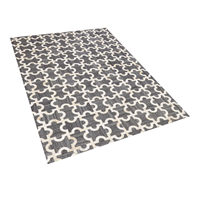 beliani Dekorativer Lederteppich Patchwork Muster 160x230 cm grau/beige Yedisu - Grau