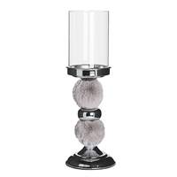 beliani Kerzenständer Silber Glas Metall Höhe 38 cm Elegant Modern Wohnzimmer - Grau