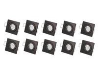 ledline Inbouwspot, MR11 (35 mm), Vierkant, Aluminium, Waterdicht IP44, Mat Zwart, 10-Pack
