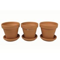 plantenwinkel.nl Terracotta pot 28 cm met schotel trio set