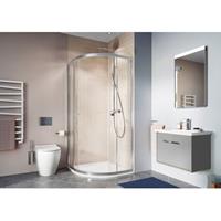 Crosswater Clear 6 kwartronde douchecabine met 2 schuifdeuren 80x80x195cm met 6mm helder veiligheidsglas zilver CAQDS0800