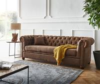 DELIFE Sofa Chesterfield 200x88 Braun Vintage Optik 3-Sitzer Couch