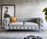 DELIFE Couch Corleone 225x97 cm Grau Samt 3-Sitzer Sofa