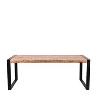 Möbel Exclusive Esszimmertisch aus Mangobaum Massivholz und Metall Industry Look