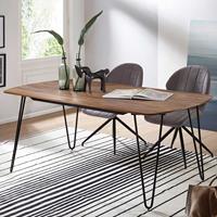 Möbel4Life Esszimmer Tisch aus Sheesham Massivholz Metall