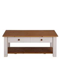 Möbel4Life Sofatisch in Weiß und Honigfarben Kiefer Massivholz