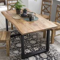 Möbel Exclusive Baumkanten Tisch aus Mangobaum Massivholz und Stahl 160 cm breit