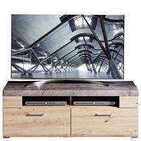 BestLivingHome Fernsehlowboard in Graubraun und Wildeiche Optik 140 cm breit