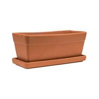 plantenwinkel.nl Terracotta pot rechthoekige balkonbak M 40x17 cm met schotel set