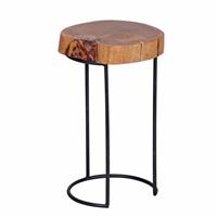 Möbel4Life Tischchen mit Baumscheibe Akazie Massivholz
