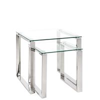 Tollhaus Beistelltisch Set aus Glas und Edelstahl quadratisch (2-teilig)