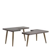 Möbel4Life Designertisch Set aus Leichtbeton und Metall Beton Grau und Messingfarben (2-teilig)