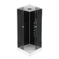 marwell Komplettdusche Fertigdusche Black Square 90 x 90 x 215 cm – Eckdusche mit Eckeinstieg - Duschkabine mit hochwertigen Aluminiumprofilen