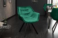 Riess-ambiente smaragdgrün Samt Retro Stil mit Armlehnen Metallbeine Esszimmer