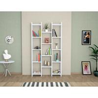 Teo Buchhandlung - Regal, fahrbar - mit Einlegeboeden - vom Wohnzimmer, Buero - Weiss aus Holz, PVC, 90 x 22 x 164 cm - HOMEMANIA