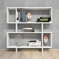 Hera Buchhandlung - Regal, fahrbar - mit Einlegeboeden - vom Wohnzimmer, Buero - Weiss aus Holz, PVC, 100 x 20 x 100 cm - HOMEMANIA