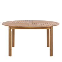 beliani Gartentisch helles Akazienholz rund mit Öffnung für den Sonnenschirm Tolve - Heller Holzfarbton