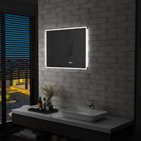 vidaxl LED-Badspiegel mit Touch-Sensor und Zeitanzeige 80×60 cm Silber