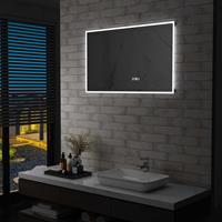 vidaxl LED-Badspiegel mit Touch-Sensor und Zeitanzeige 100×60 cm Silber