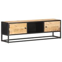 vidaxl TV-Schrank mit Geschnitzter Tür 130x30x40 cm Raues Mangoholz Braun