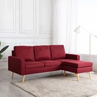 vidaxl 3-Sitzer-Sofa mit Hocker Weinrot Stoff Rot