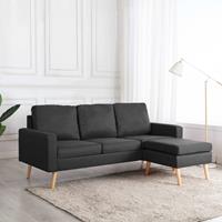 vidaxl 3-Sitzer-Sofa mit Hocker Dunkelgrau Stoff Grau