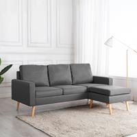 vidaxl 3-Sitzer-Sofa mit Hocker Hellgrau Stoff Grau