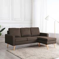 vidaxl 3-Sitzer-Sofa mit Hocker  Braun