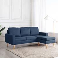 vidaxl 3-Sitzer-Sofa mit Hocker  Blau