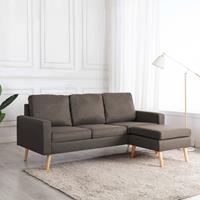 vidaXL Sofa 3-Sitzer-Sofa mit Hocker Taupe Stoff