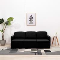 vidaXL Sofa Modulares 3-Sitzer-Schlafsofa Schwarz Stoff