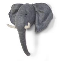 Wanddekoration Elefant Filz  Grau