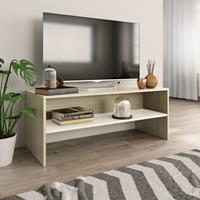 vidaXL Tv-meubel 100x40x40 cm spaanplaat wit en sonoma eikenkleurig