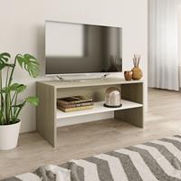 vidaXL Tv-meubel 80x40x40 cm spaanplaat wit en sonoma eikenkleurig