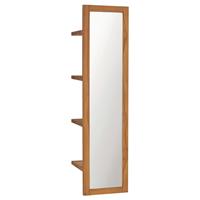 vidaxl Wandspiegel mit Regalen 30×30×120 cm Teak Massivholz Braun
