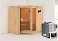 Karibu Sauna FIONA 2 1,96 x 1,70 m  9.0 kW Bio-Kombiofen ext. Steuerung ohne Dachkranz 59682