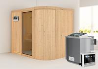 Karibu | Titania 4 Sauna | Bronzeglas Deur | Biokachel 9 kW Externe Bediening