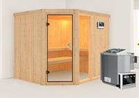 Karibu Sauna FIONA 3 2,31 x 1,96 m  9.0 kW Bio-Kombiofen ext. Steuerung ohne Dachkranz 59685