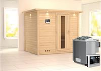 Karibu | Sonara Sauna met Dakkraag | Energiesparende Deur | Biokachel 9 kW Externe Bediening