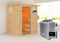 Woodfeeling | Sauna Sandra met Dakkraag | Kachel 4,5 kW Externe Bediening