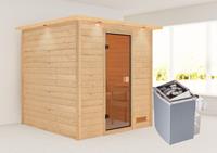 Woodfeeling | Sauna Jara met Dakkraag | Kachel 4,5 kW Geïntegreerde Bediening