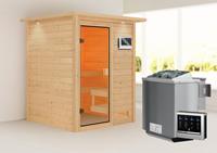 Woodfeeling | Sauna Sandra met Dakkraag | Biokachel 4,5 kW Externe Bediening