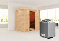 Woodfeeling | Sauna Sonja met Dakkraag | Antracietglas | Kachel 4,5 kW Geïntegreerde Bediening
