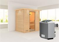 Woodfeeling | Sauna Sonja met Dakkraag | Helderglas | Kachel 4,5 kW Geïntegreerde Bediening