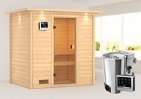 Woodfeeling | Sauna Selena met Dakkraag | Biokachel 3,6 kW Externe Bediening