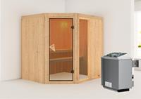 Karibu Sauna FIONA 2 1,96 x 1,70 m  9.0 kW Ofen integr. Steuerung ohne Dachkranz 59679